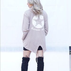 Stylish high low tan hoodie! NWT